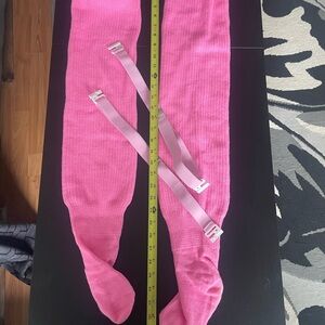 Vibrant Pink Women's Plus-size Thigh Socks and Matching Thigh Straps